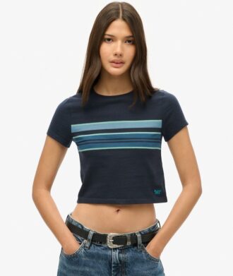 Krótki T-shirt w paski w stylu Vintage