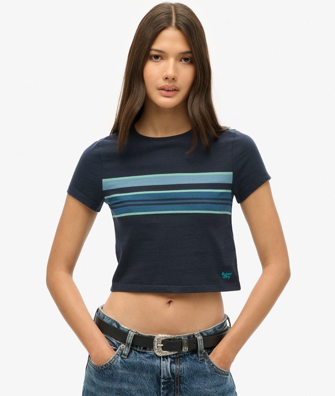 Krótki T-shirt w paski w stylu Vintage Krótki T-shirt w paski w stylu Vintage