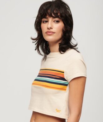 Krótki T-shirt w paski w stylu Vintage