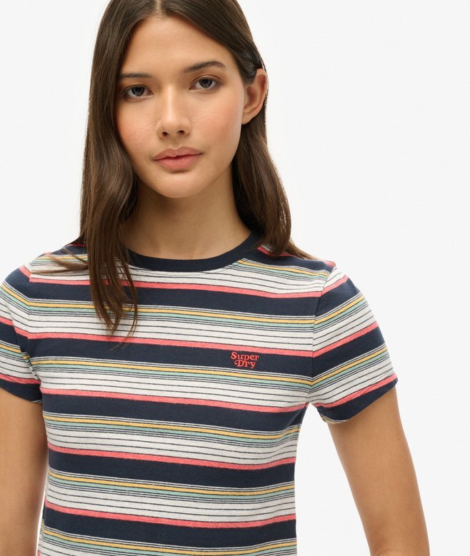 Krótki T-shirt w paski w stylu Vintage Krótki T-shirt w paski w stylu Vintage