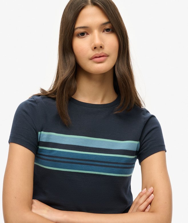Krótki T-shirt w paski w stylu Vintage Krótki T-shirt w paski w stylu Vintage