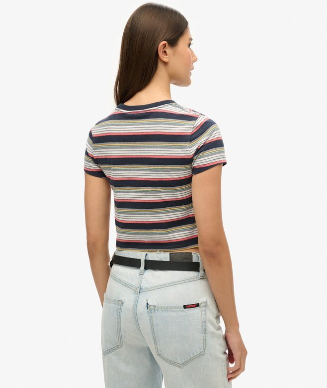 Krótki T-shirt w paski w stylu Vintage Krótki T-shirt w paski w stylu Vintage