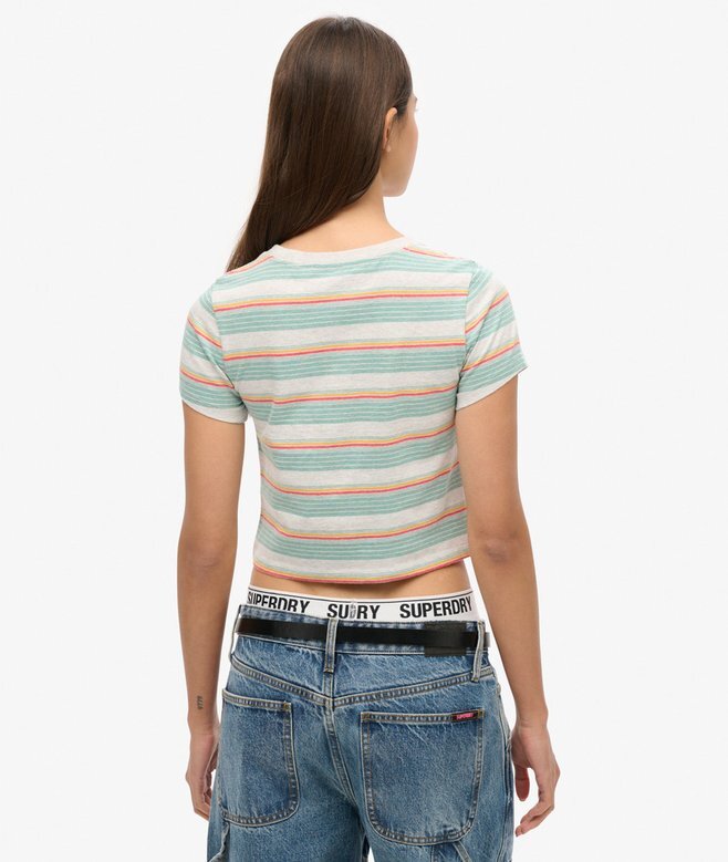 Krótki T-shirt w paski w stylu Vintage Krótki T-shirt w paski w stylu Vintage