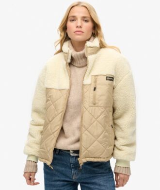 Kurtka hybrydowa z polaru Sherpa w stylu workwear