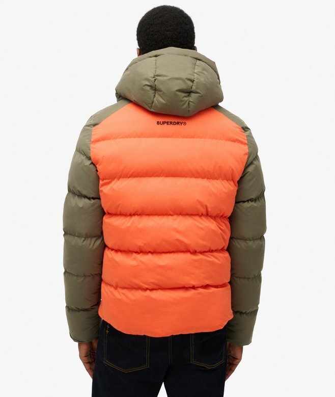Kurtka Puffer sportowa z kapturem w stylu sportowym z blokami kolorów Kurtka Puffer sportowa z kapturem w stylu sportowym z blokami kolorów