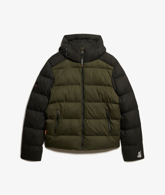 Kurtka Puffer sportowa z kapturem w stylu sportowym z blokami kolorów Kurtka Puffer sportowa z kapturem w stylu sportowym z blokami kolorów