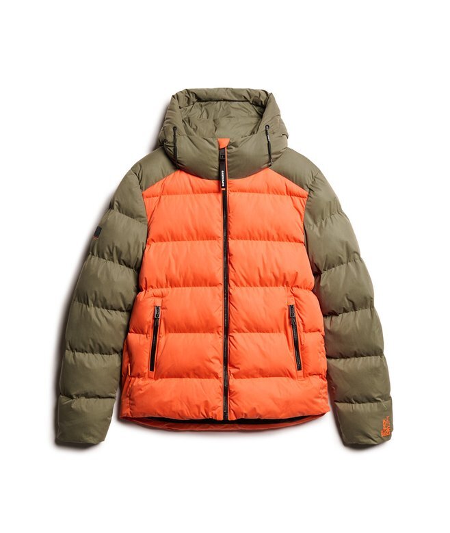 Kurtka Puffer sportowa z kapturem w stylu sportowym z blokami kolorów Kurtka Puffer sportowa z kapturem w stylu sportowym z blokami kolorów