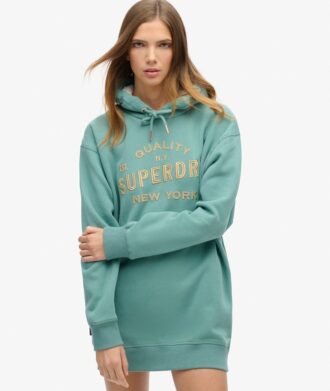 Luksusowa Hooded sukienka z metalicznym logo
