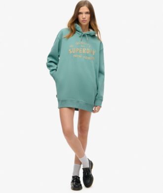 Luksusowa Hooded sukienka z metalicznym logo