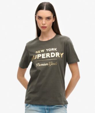 Luksusowy T-shirt z metalicznym logo