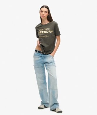 Luksusowy T-shirt z metalicznym logo