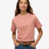 Luźny T-shirt z haftowanym logo Core