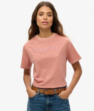 Luźny T-shirt z haftowanym logo Core