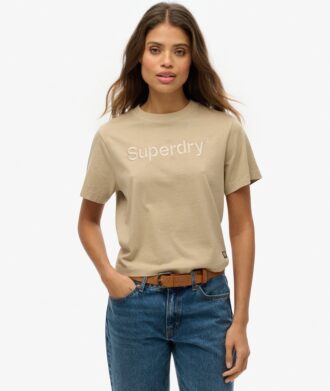 Luźny T-shirt z haftowanym logo Core