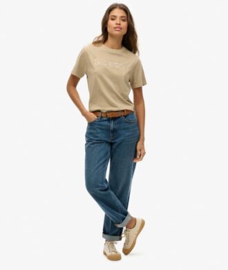 Luźny T-shirt z haftowanym logo Core