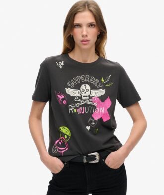 Luźny T-shirt z motywem plakatu Lo-Fi Punk
