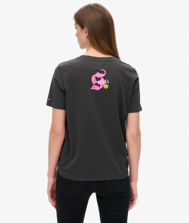 Luźny T-shirt z motywem plakatu Lo-Fi Punk Luźny T-shirt z motywem plakatu Lo-Fi Punk