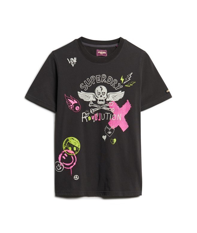 Luźny T-shirt z motywem plakatu Lo-Fi Punk Luźny T-shirt z motywem plakatu Lo-Fi Punk