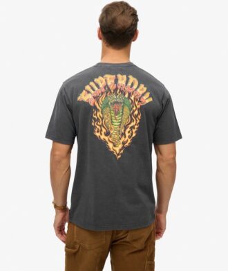 Luźny T-shirt z nadrukiem Biker Rock
