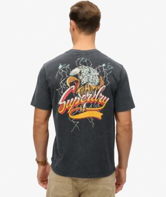 Luźny T-shirt z nadrukiem Biker Rock