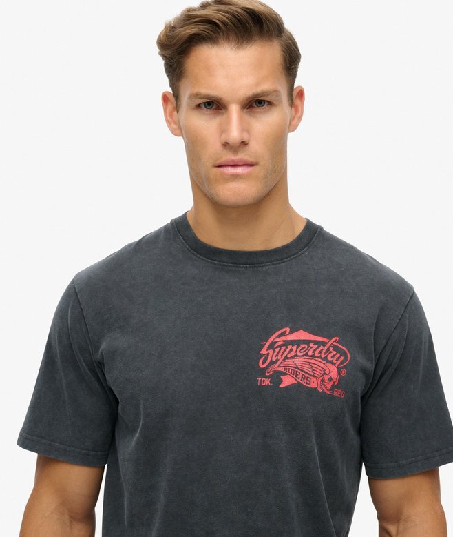 Luźny T-shirt z nadrukiem Biker Rock Luźny T-shirt z nadrukiem Biker Rock