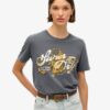 Luźny T-shirt z nadrukiem Tattoo Script