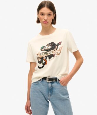 Luźny T-shirt z nadrukiem Tattoo Script Luźny T-shirt z nadrukiem Tattoo Script