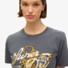 Luźny T-shirt z nadrukiem Tattoo Script
