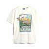 Luźny T-shirt z neonowym nadrukiem podróżniczym