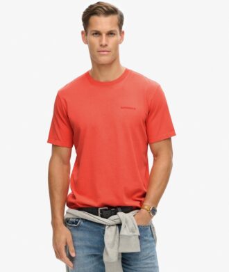 Luźny T-shirt z przebarwionym logo