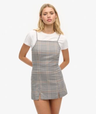 Mini sukienka w kratkę w stylu Vintage