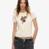 Obcisły T-shirt z małym tatuażem z kryształkami