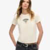 Obcisły T-shirt z tatuażem z kryształkami
