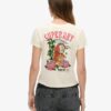 Obcisły T-shirt z tatuażem z kryształkami