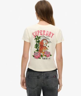 Obcisły T-shirt z tatuażem z kryształkami Obcisły T-shirt z tatuażem z kryształkami