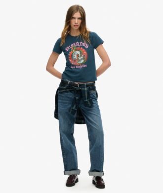 Obcisły T-shirt z tatuażem z kryształkami Obcisły T-shirt z tatuażem z kryształkami