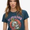 Obcisły T-shirt z tatuażem z kryształkami