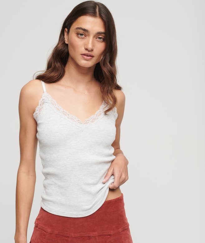 Organic Cotton Essential Rib Lace Cami Top Organic Cotton Essential Rib Lace Cami Top