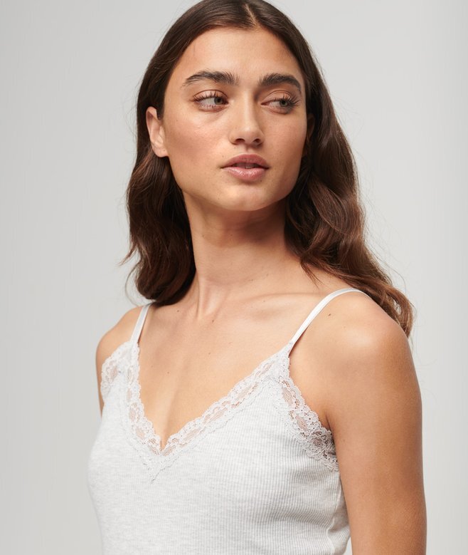 Organic Cotton Essential Rib Lace Cami Top Organic Cotton Essential Rib Lace Cami Top