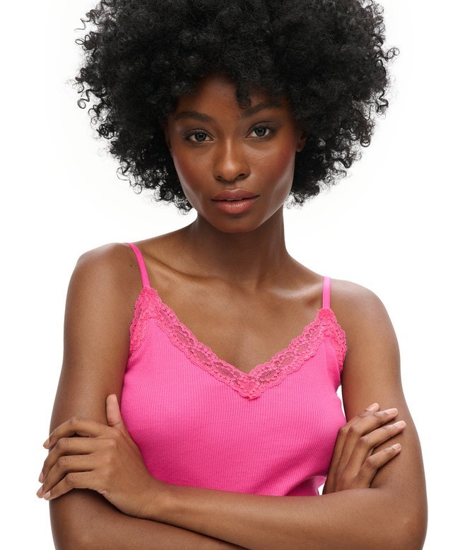 Organic Cotton Essential Rib Lace Cami Top Organic Cotton Essential Rib Lace Cami Top