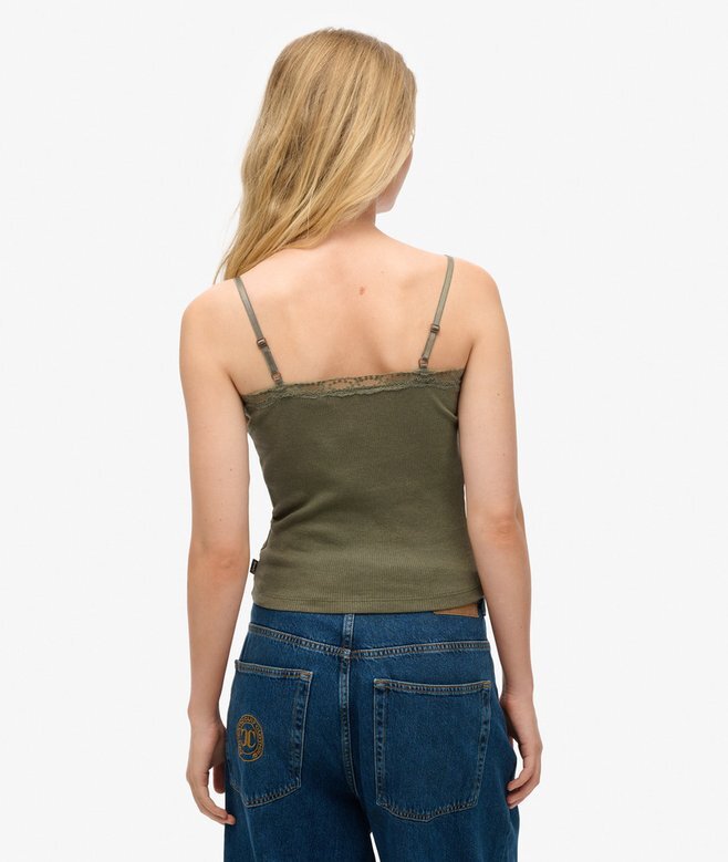 Organic Cotton Essential Rib Lace Cami Top Organic Cotton Essential Rib Lace Cami Top