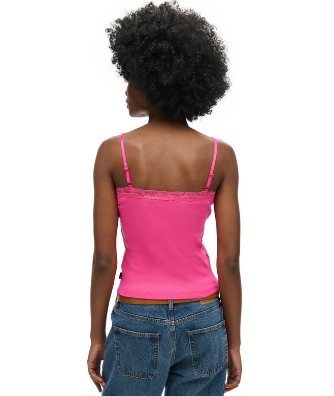 Organic Cotton Essential Rib Lace Cami Top Organic Cotton Essential Rib Lace Cami Top