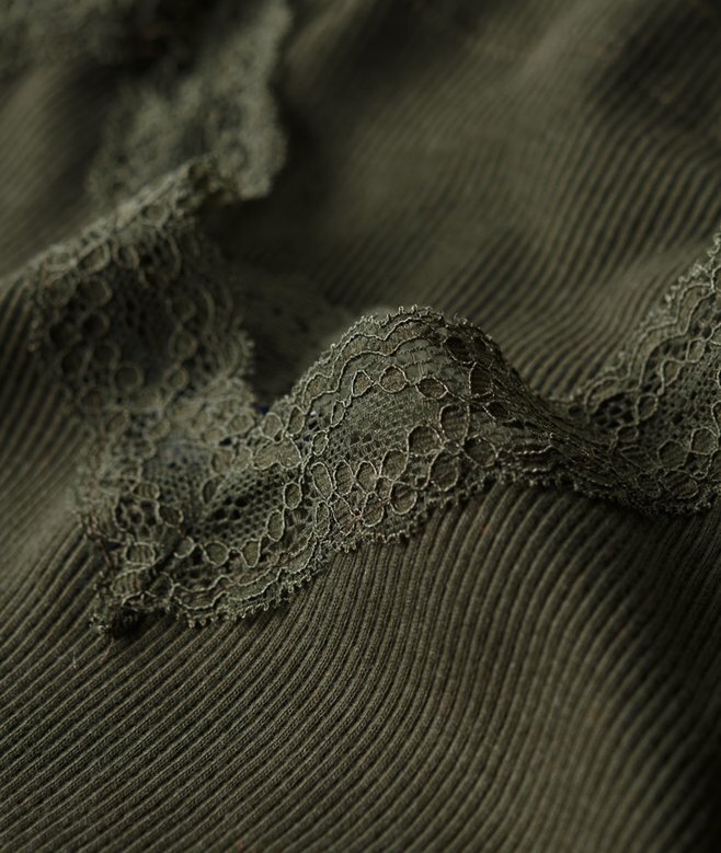 Organic Cotton Essential Rib Lace Cami Top Organic Cotton Essential Rib Lace Cami Top