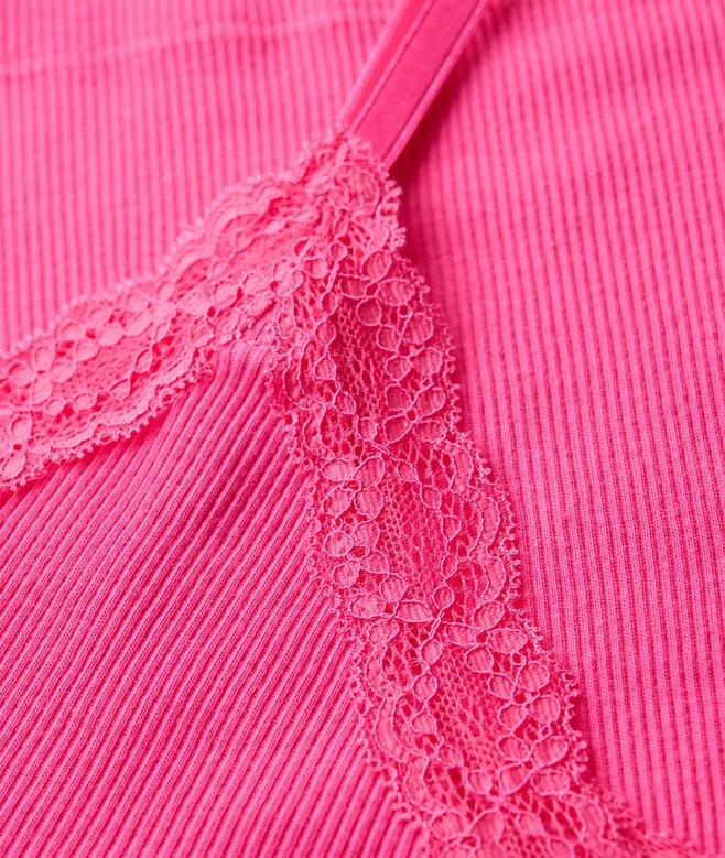 Organic Cotton Essential Rib Lace Cami Top Organic Cotton Essential Rib Lace Cami Top