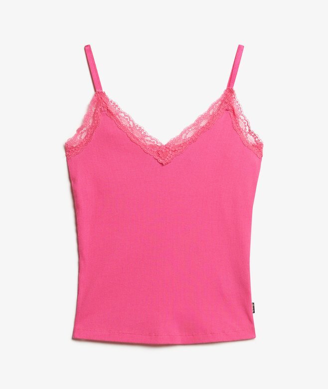 Organic Cotton Essential Rib Lace Cami Top Organic Cotton Essential Rib Lace Cami Top