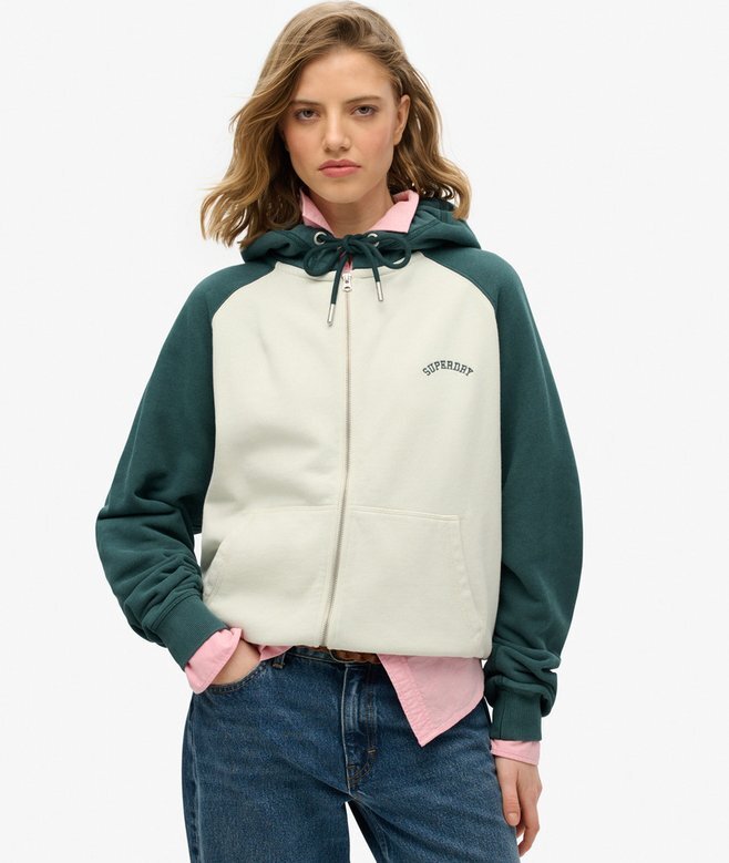 Podstawowa bluza z kapturem, oversize, raglan, z zamkiem i logo Podstawowa bluza z kapturem, oversize, raglan, z zamkiem i logo