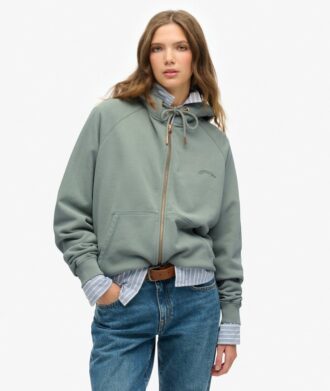 Podstawowa bluza z kapturem, oversize, raglan, z zamkiem i logo