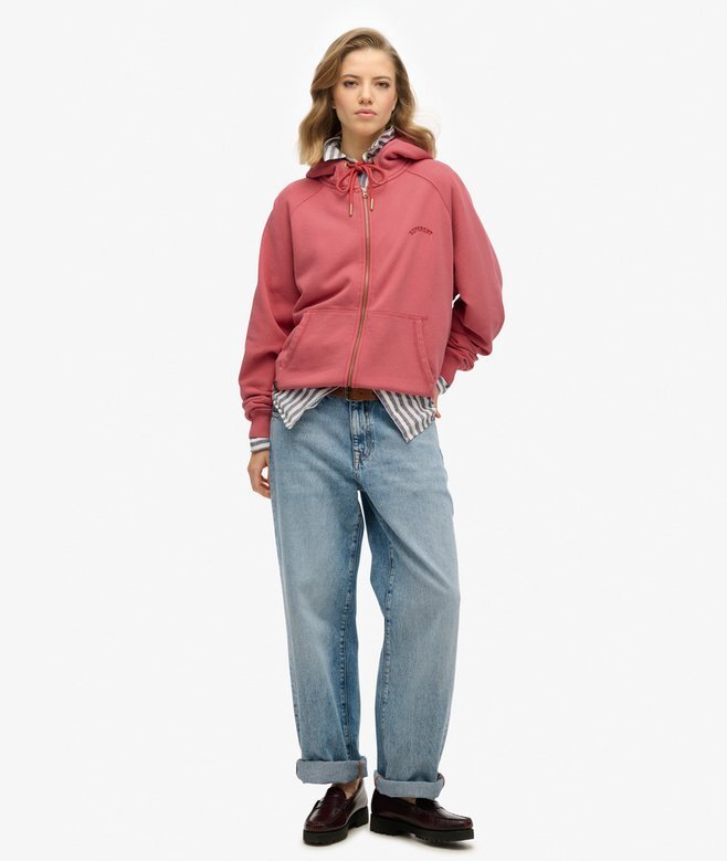 Podstawowa bluza z kapturem, oversize, raglan, z zamkiem i logo Podstawowa bluza z kapturem, oversize, raglan, z zamkiem i logo