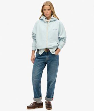 Podstawowa bluza z kapturem, oversize, raglan, z zamkiem i logo