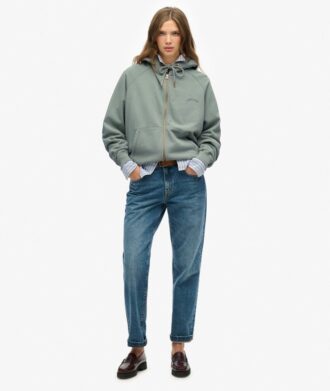 Podstawowa bluza z kapturem, oversize, raglan, z zamkiem i logo